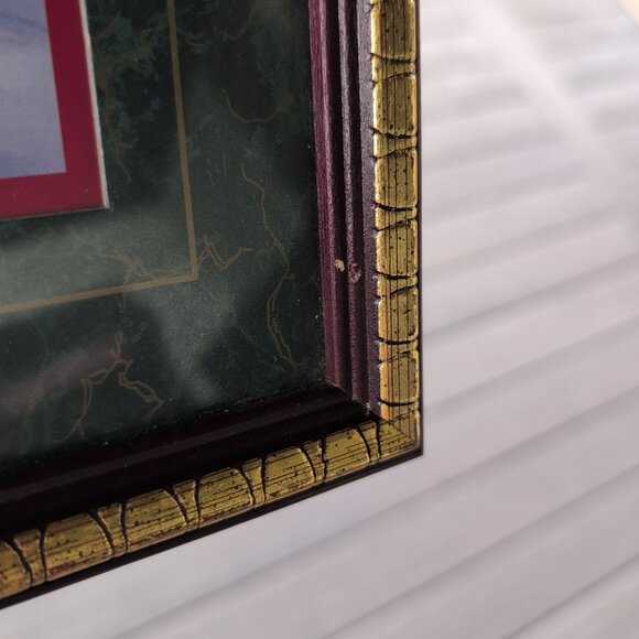 G Barker Signed Art Print SANTA GOLD RIM Framed Home Interiors - Picture 4 of 5